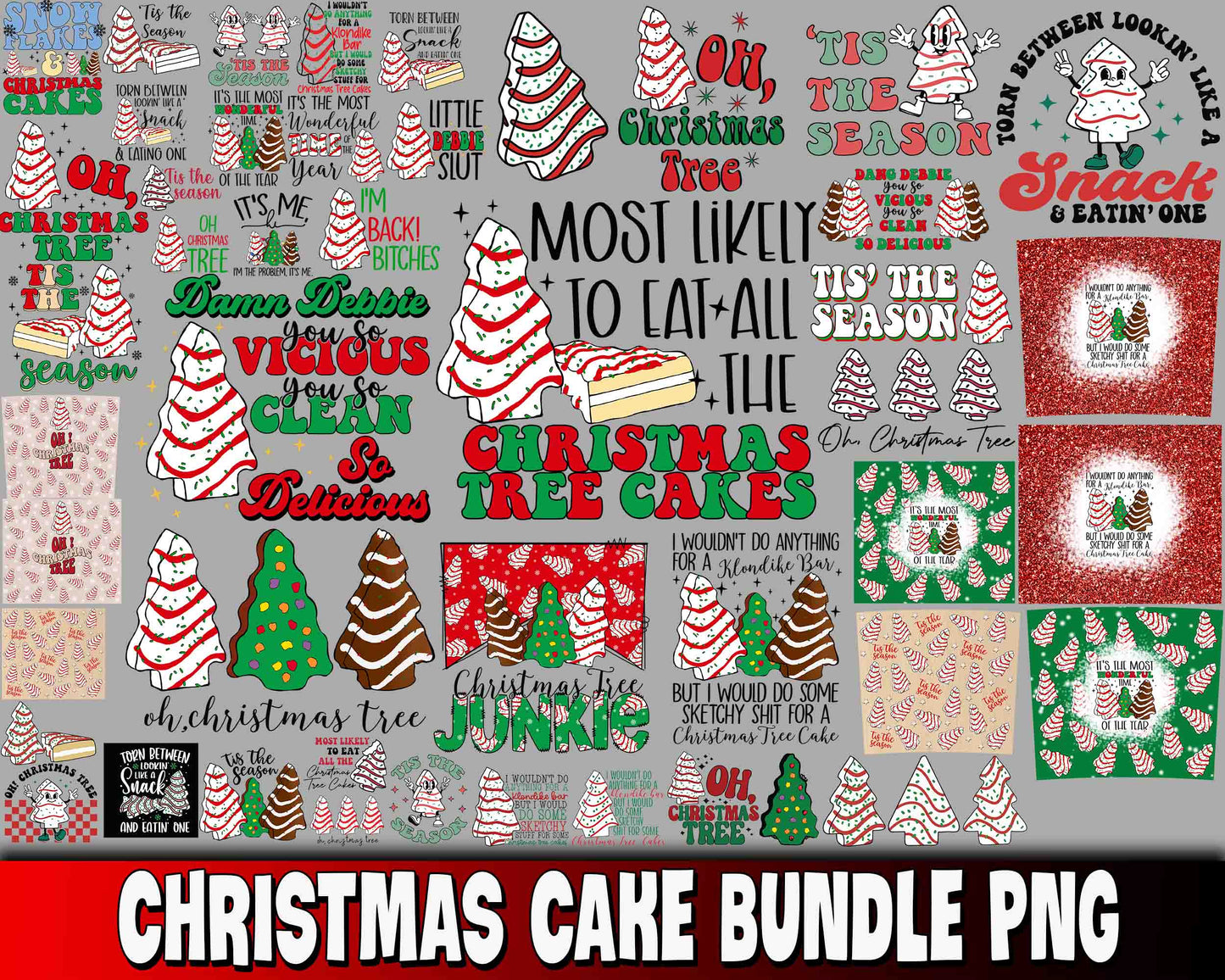 Christmas tree cake bundle PNG , Christmas tree cake PNG , for Cricut, Silhouette, digital download, file cut