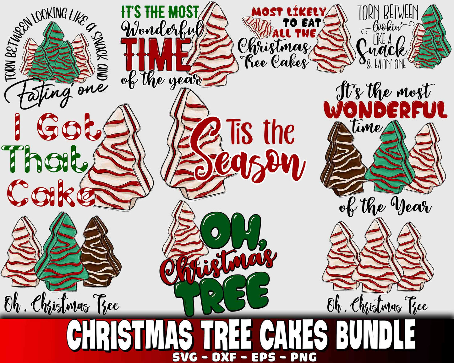 Christmas tree cakes bundle svg , Christmas tree cakes SVG DXF EPS PNG , for Cricut, Silhouette, digital, file cut