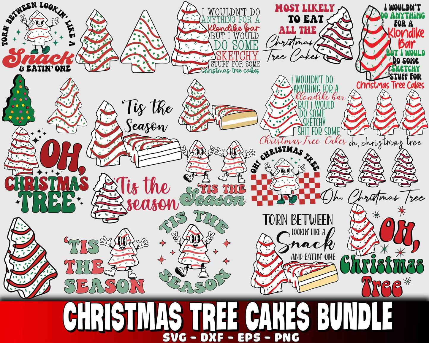 Christmas tree cakes 4 bundle svg , Christmas tree cakes 3 SVG DXF EPS PNG , for Cricut, Silhouette, digital, file cut