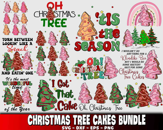 Christmas tree cakes bundle svg , Christmas tree cakes 3 SVG DXF EPS PNG , for Cricut, Silhouette, digital, file cut