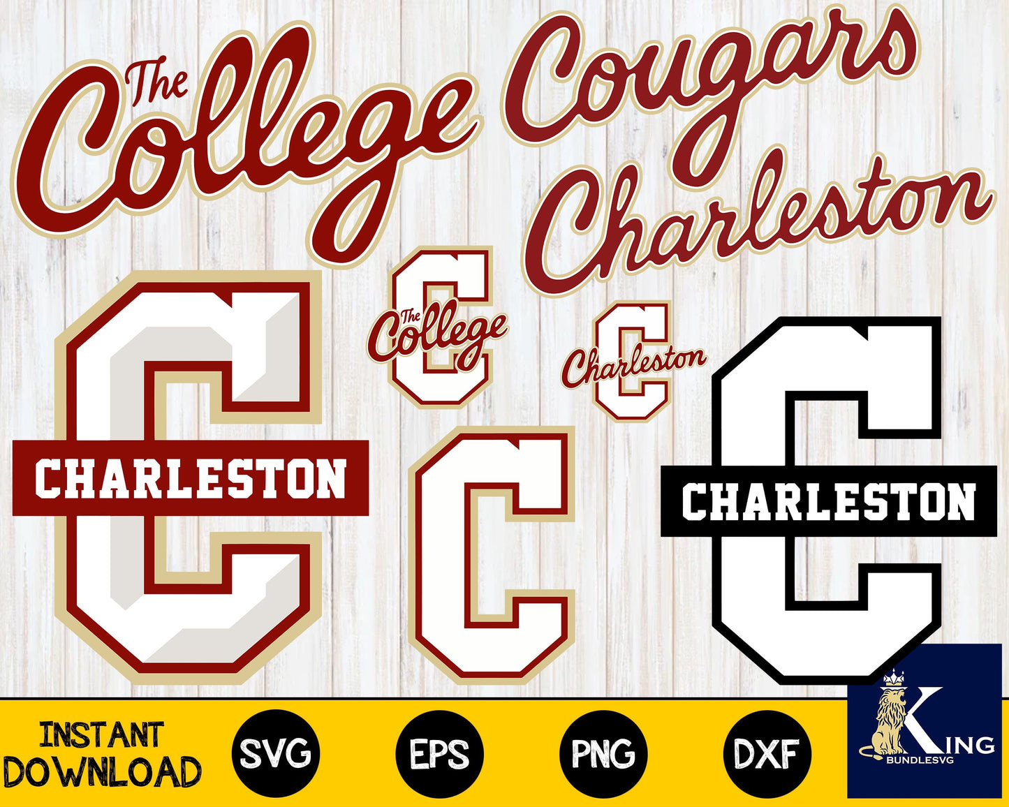 College of Charleston Cougars svg dxf eps png, bundle ncaa svg, for Cricut, Silhouette, digital, file cut