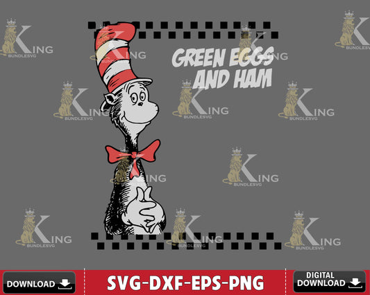 Geen eggs and ham rab svg dxf eps png ,mega bundle dr seuss svg,bundle dr seuss for Cricut, Silhouette, digital, file cut