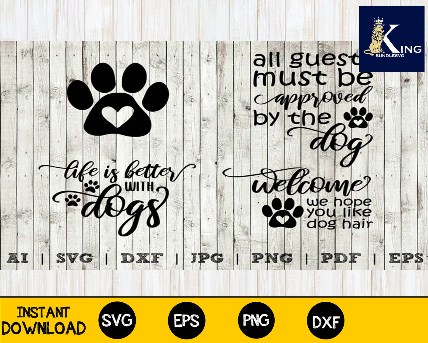 Dog Home Sign Designs for Dog Lovers SVG Silhouette Cricut Digital print Love Dogs Home Pawprint Heart SVG Welcome Sign  for Cricut, Silhouette, digital, file cut