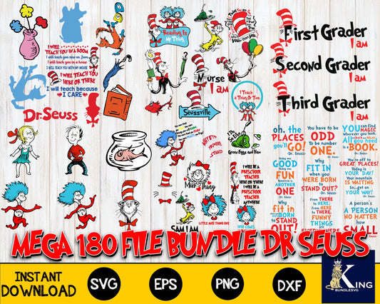 Dr Seuss Bundle svg,180+ files Dr Seuss file,Mega bundle Dr Seuss for Cricut, Silhouette, digital, file cut