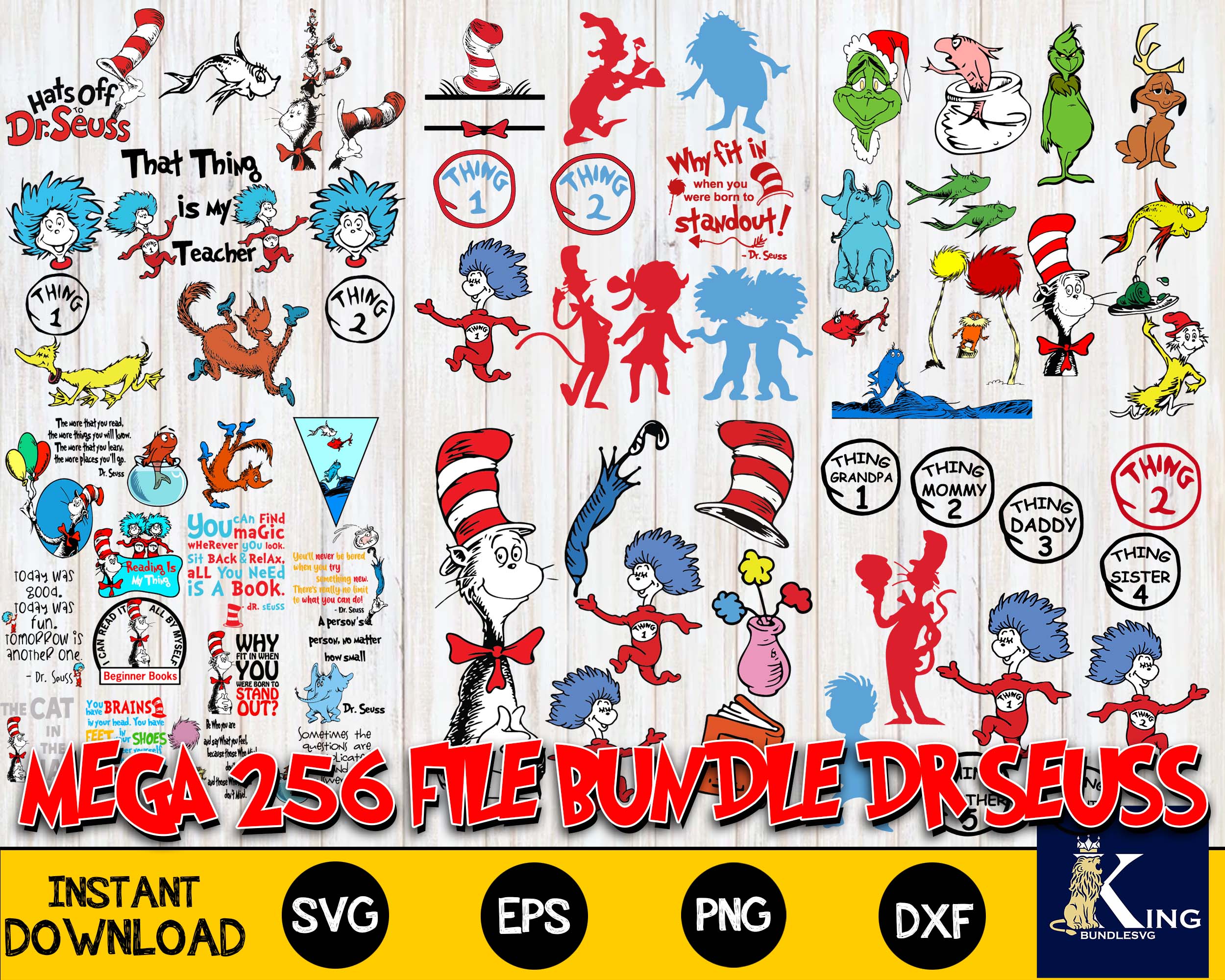 Dr Seuss Bundle svg,256+ files Dr Seuss file,Mega bundle Dr Seuss for ...