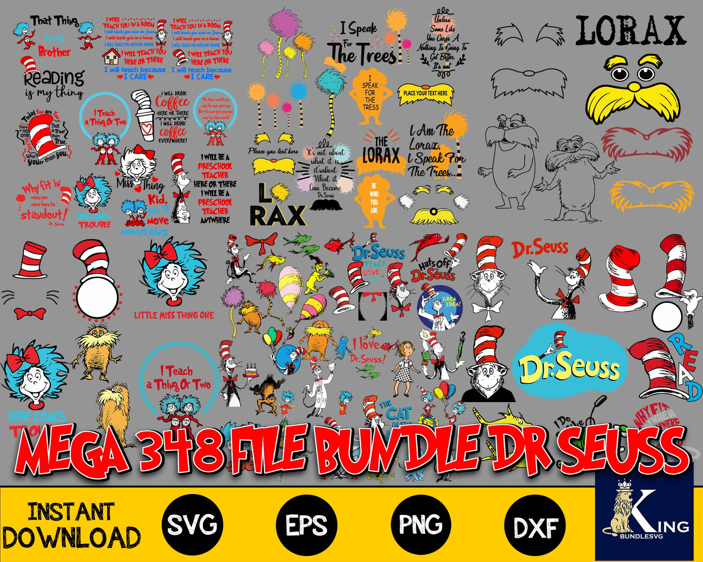 Dr Seuss Bundle svg,348+ files Dr Seuss file,Mega bundle Dr Seuss for Cricut, Silhouette, digital, file cut