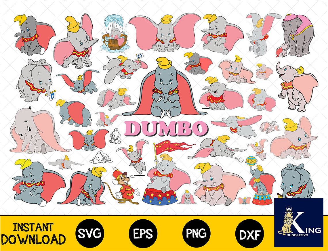 55+ file Dumbo SVG Mega Bundle  svg eps png, for Cricut, Silhouette, digital, file cut