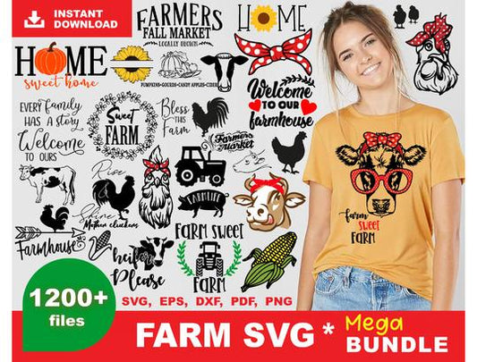 Farm Bundle svg,1200+ files Farm svg eps png, for Cricut, Silhouette, digital, file cut