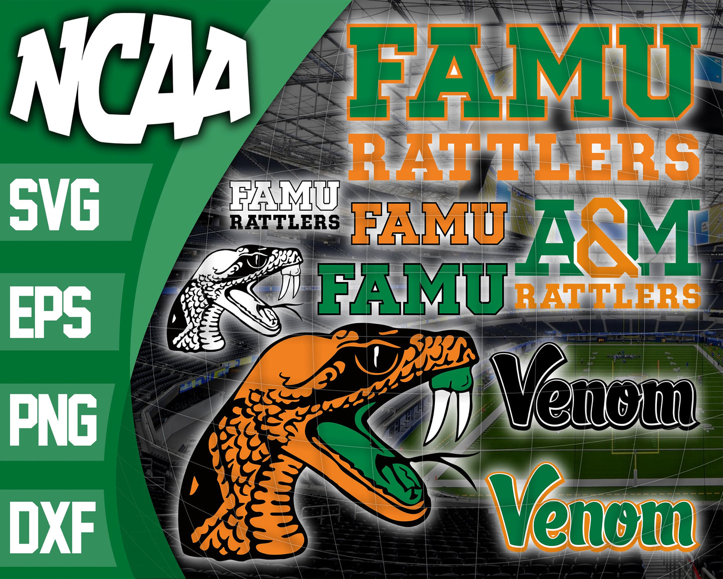 Florida A&M Rattlers svg dxf eps png, bundle ncaa svg, for Cricut, Silhouette, digital, file cut