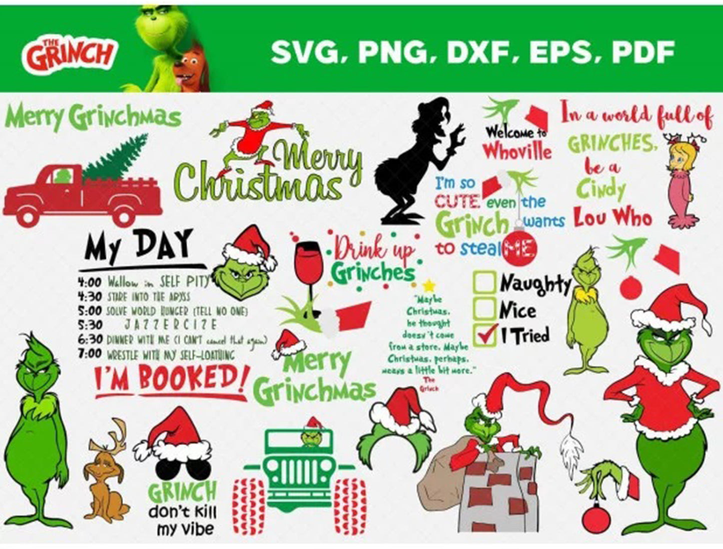 Bundle Christmas svg , Grinch 3.0 (100+ file ) svg eps png, for Cricut, Silhouette, digital, file cut