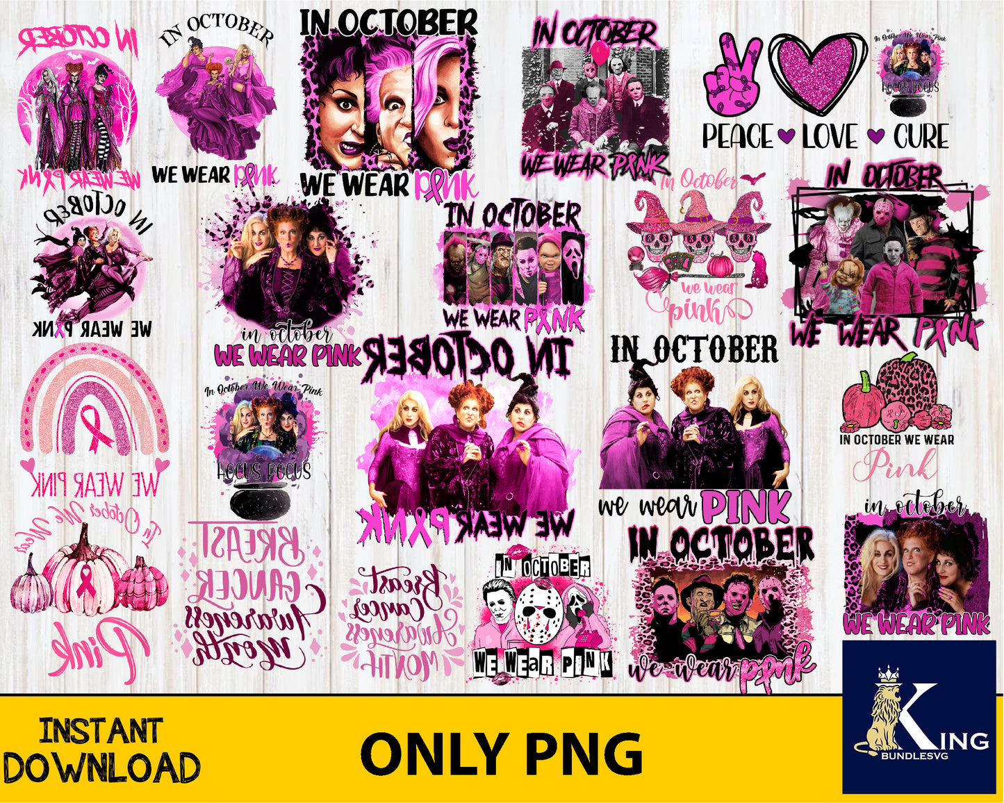 Hocus pocus breast cancer halloween bundle  PNG, bundle Halloween PNG , Silhouette, digital , Instant Download