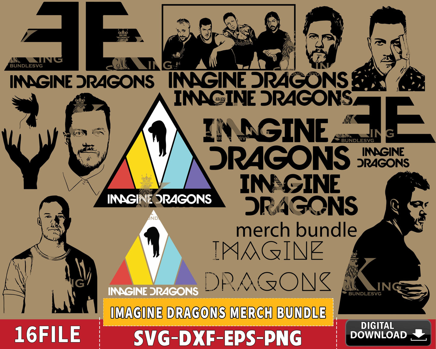 16 file Imagine Dragons Merch bundle svg, Imagine Dragons Merch bundle svg eps dxf png, for Cricut, Silhouette, digital, file cut