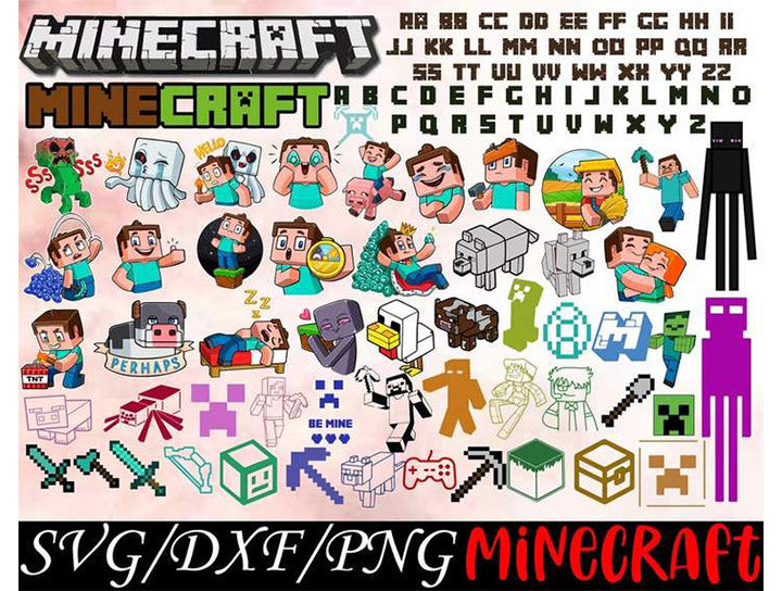 Pink Minecraft Svg Minecraft Bundle svg,315+ files Minecraft svg eps png, for Cricut, Sil ...