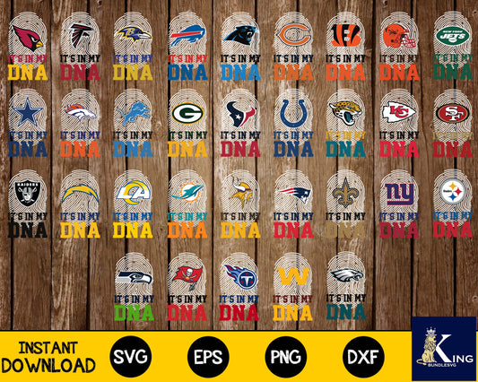 Bundle It's in my DNA NFL svg eps dxf png file ,32 team nfl  svg eps png, for Cricut, Silhouette, digital, file cut