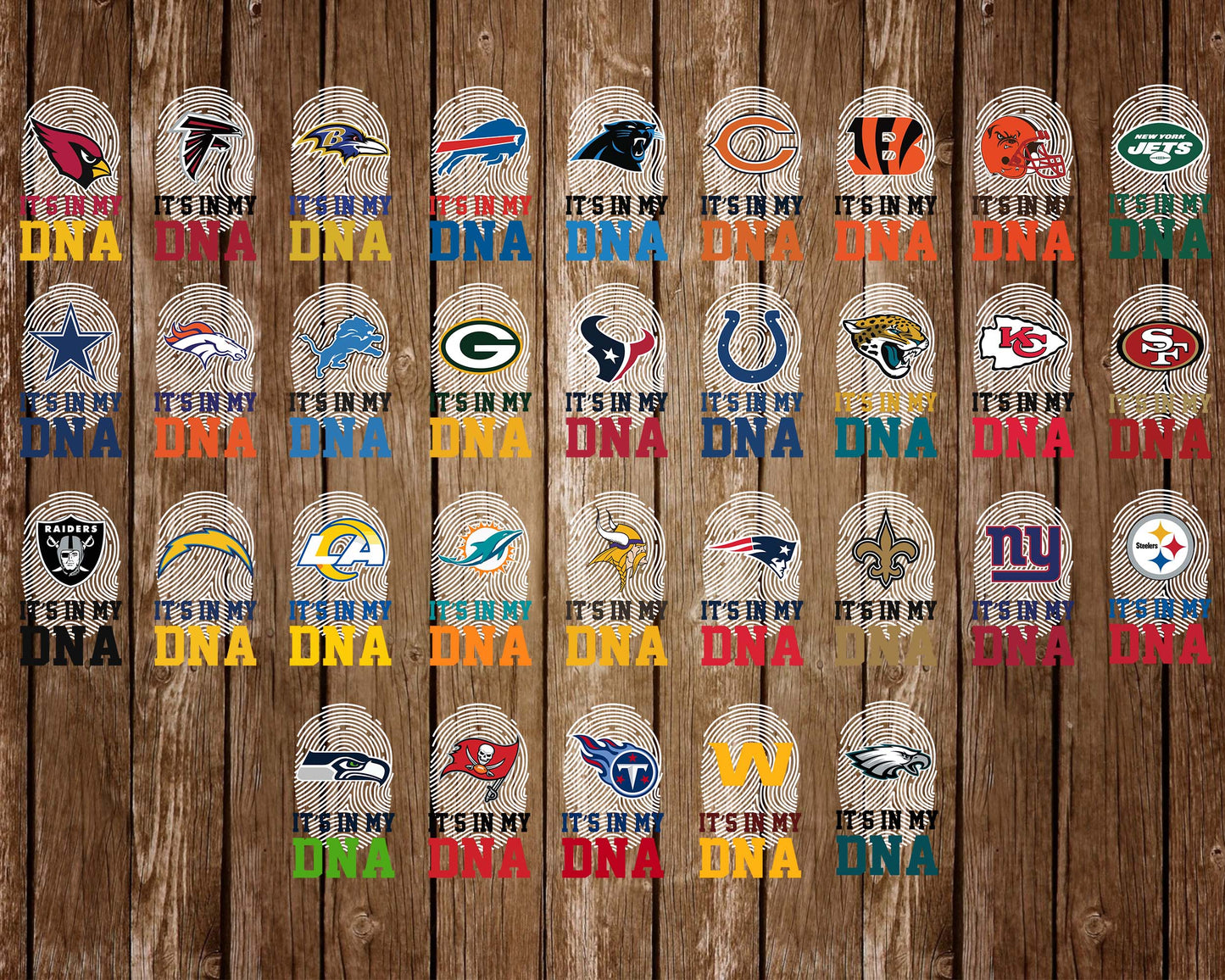 Bundle It's in my DNA NFL svg eps dxf png file ,32 team nfl  svg eps png, for Cricut, Silhouette, digital, file cut