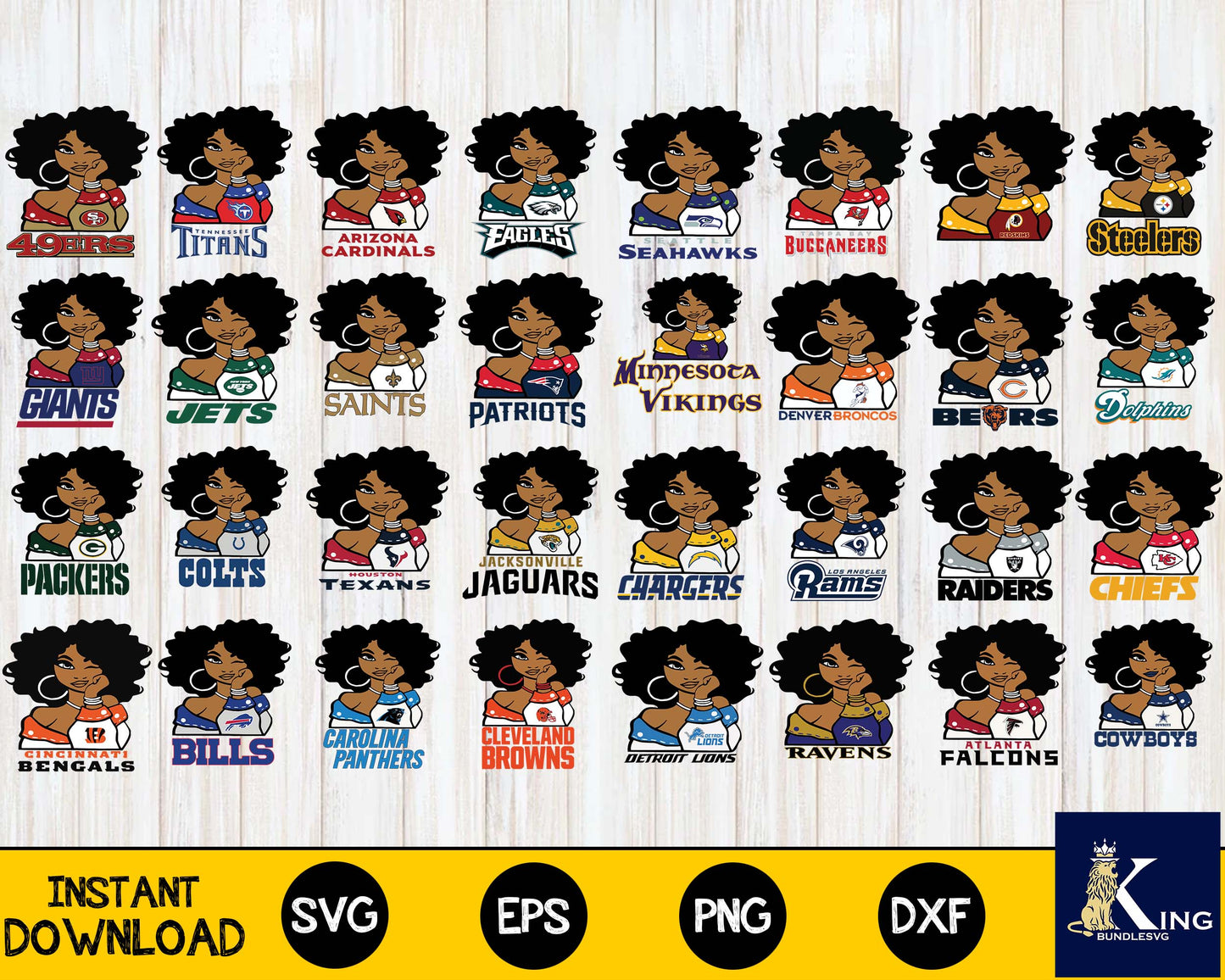 Bundle NFL SVG, Bundle NFL Girl DXF, Bundle NFL Girl Eps, Bundle NFL Girl PNG file ,32 team nfl  svg eps png, for Cricut, Silhouette, digital, file cut