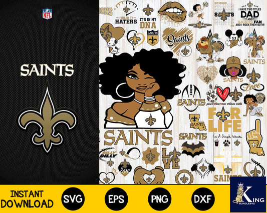 Bundle New Orleans Saints, New Orleans Saints Nfl, Bundle sport Digital Cut Files svg eps dxf png file, for Cricut, Silhouette, digital, file cut