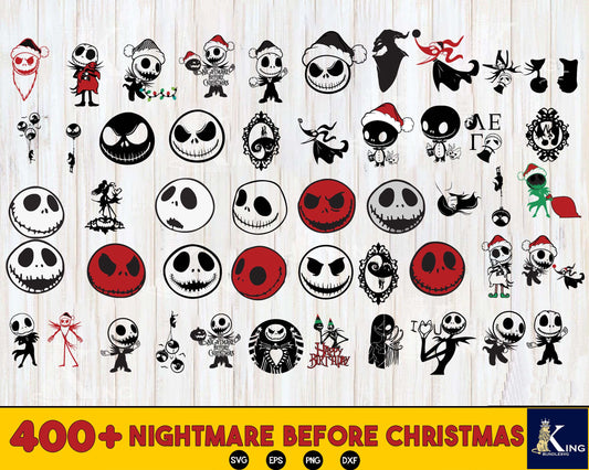 400+ Nightmare Before Christmas SVG, Mega Bundle Jack skellington svg dxf  eps png, for Cricut, Silhouette, digital, file cut