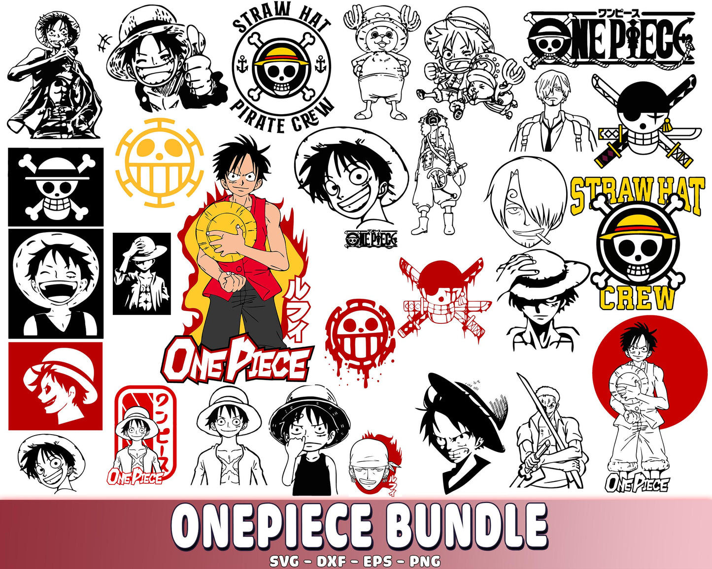 Onepiece SVG , Onepiece bundle SVG DXF EPSPNG , Anime bundle svg, cricut ,file cut , Sublimation , Digital download , Instant Download