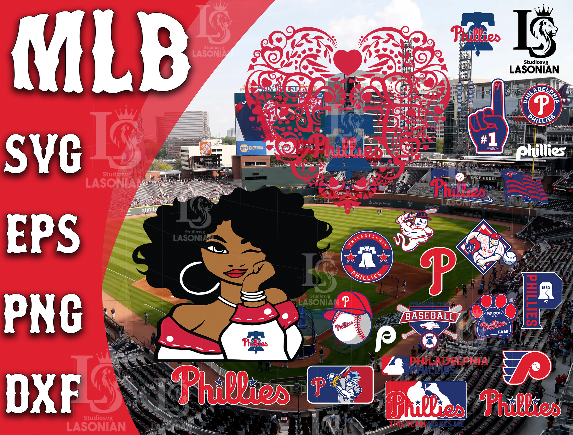 Philadelphia Phillies svg dxf eps png, bundle MLB svg, for Cricut