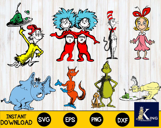 Piece Dr. Seuss Small Wall Decal Set  svg,mega bundle dr seuss svg,bundle dr seuss for Cricut, Silhouette, digital, file cut