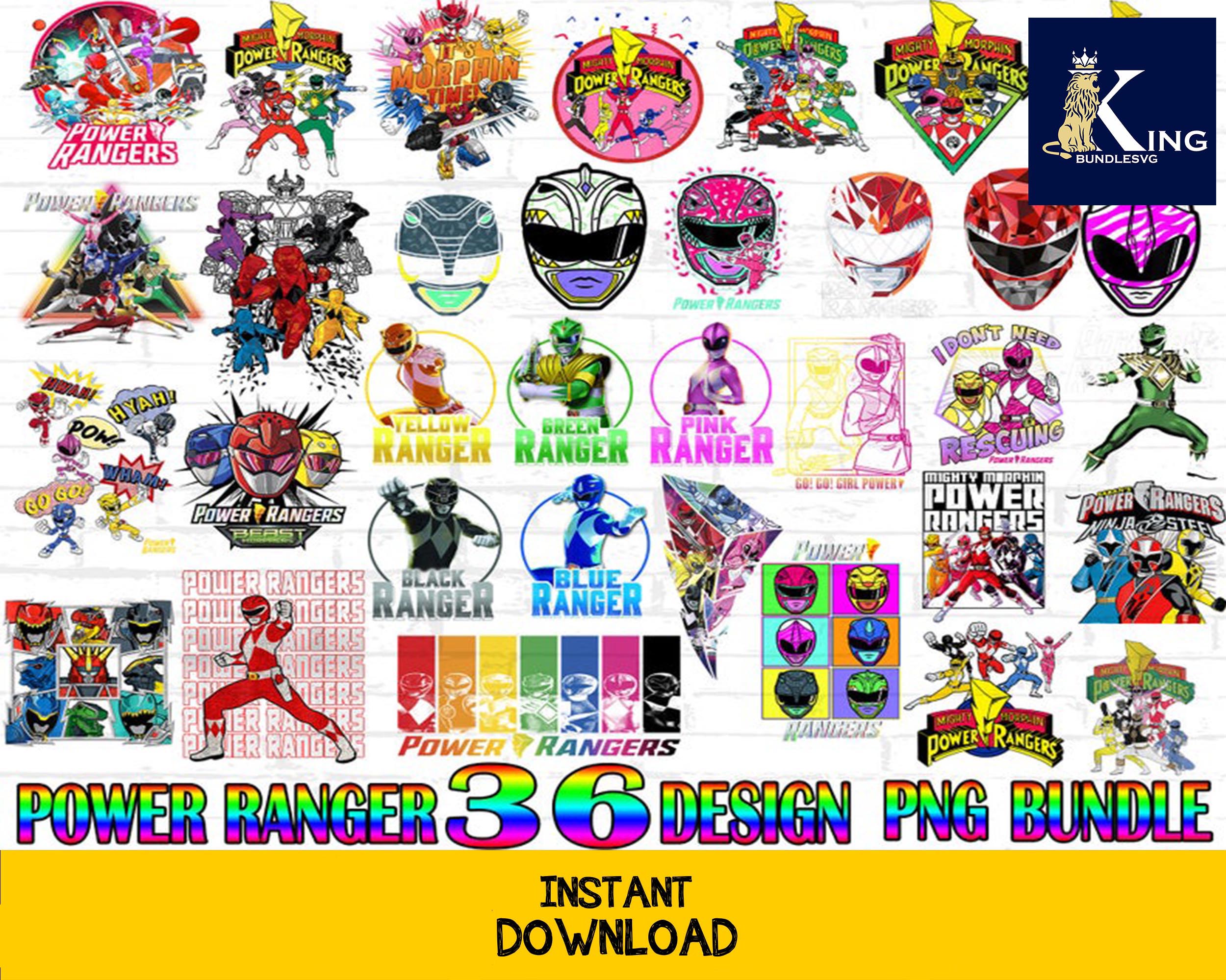 Power Rangers png Bundle , 36 desgin power rangers , Printable Digital ...