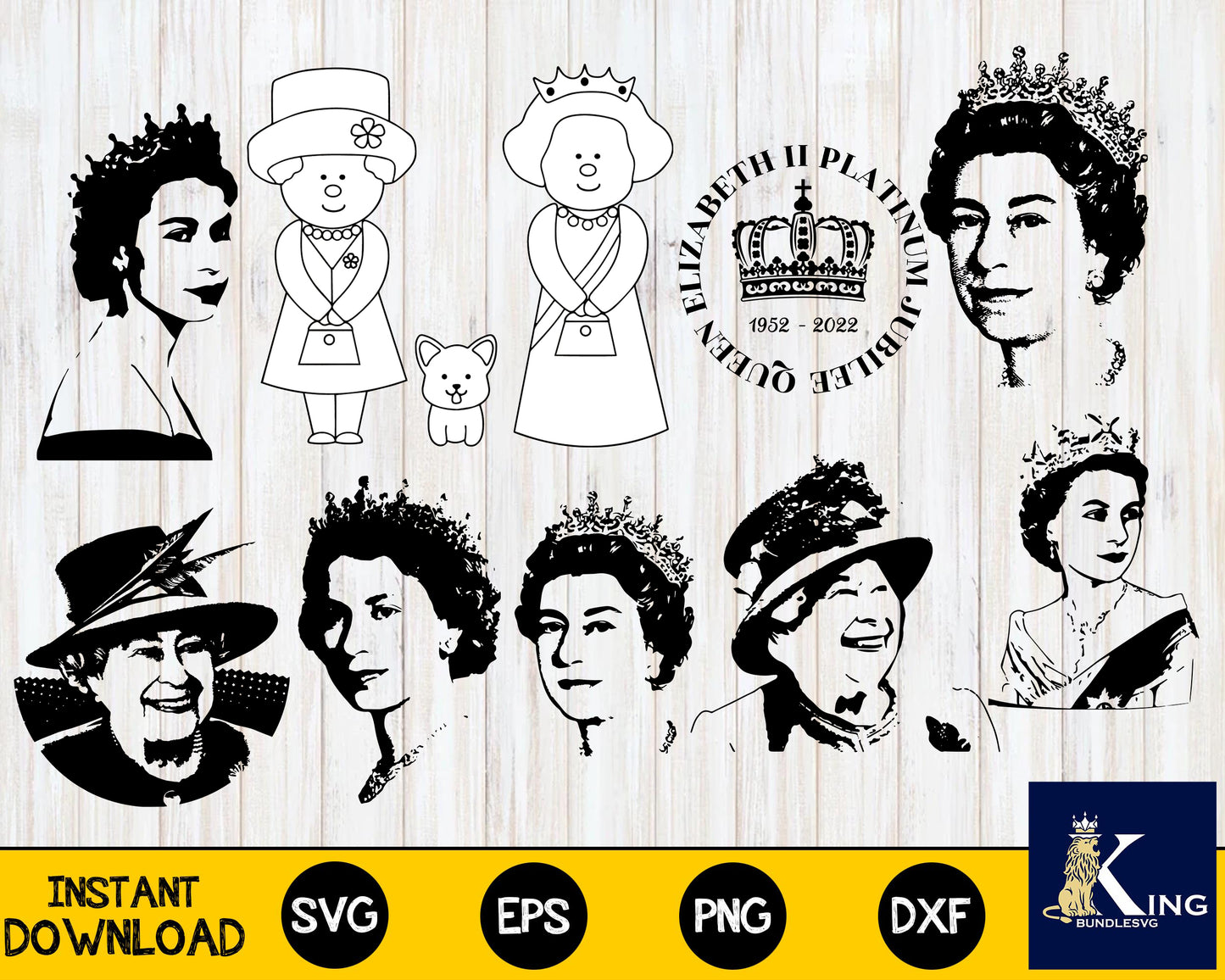 Queen Elizabeth II Bundle Svg , Mega Bundle Elizabeth II svg dxf eps png, cricut , for Cricut, Silhouette, digital download