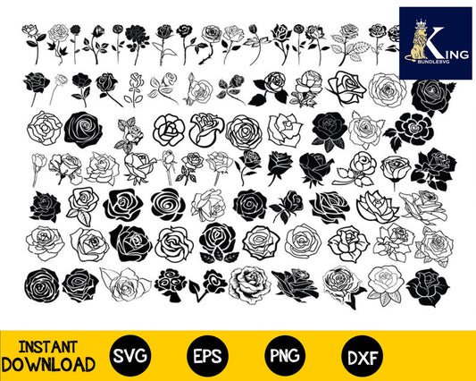 ROSE SVG Bundle, ROSES Svg Bundle, Rose Clipart Bundle, Rose Svg cut files for Cricut, Flowers Svg  for Cricut, Silhouette, digital, file cut