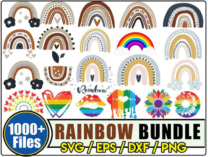 Rainbow Bundle svg,1000+ files Rainbow svg eps png, for Cricut, Silhouette, digital, file cut