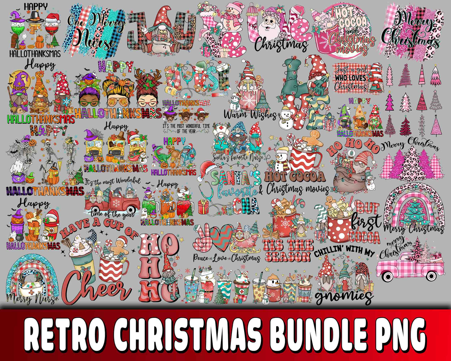 Retro christmas PNG , Mega bundle Retro Christmas PNG , for Cricut, Silhouette, digital download , file cut, Instant Download