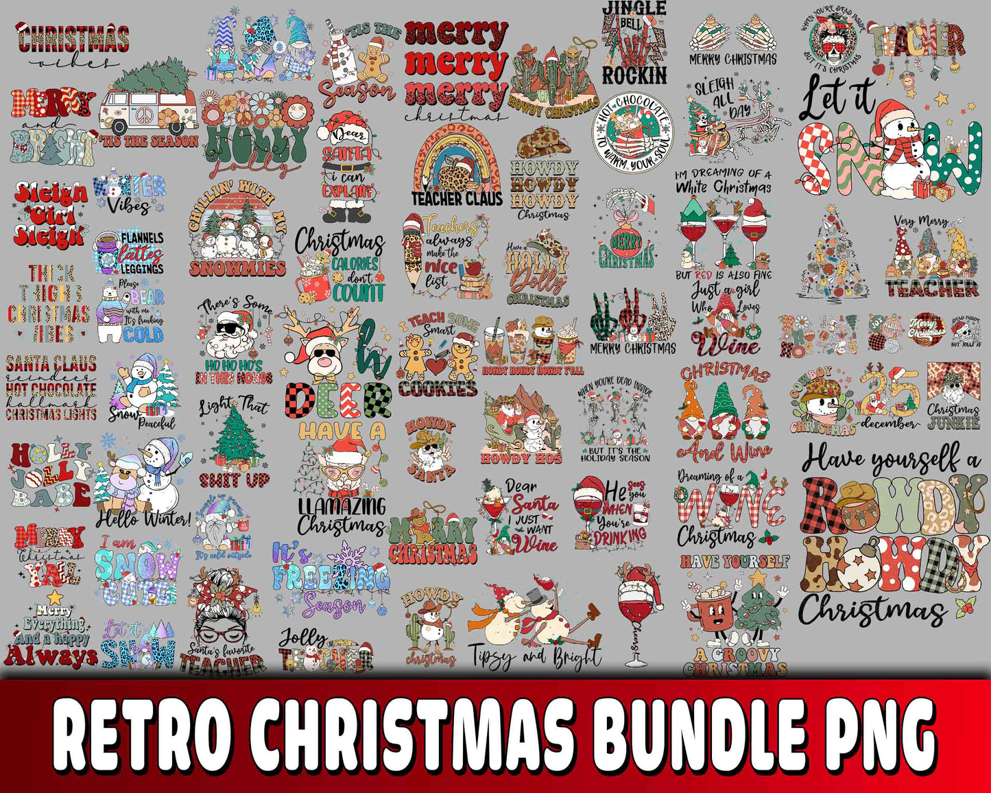 Retro christmas PNG , Mega bundle Retro Christmas PNG , for Cricut, Silhouette, digital download , file cut, Instant Download