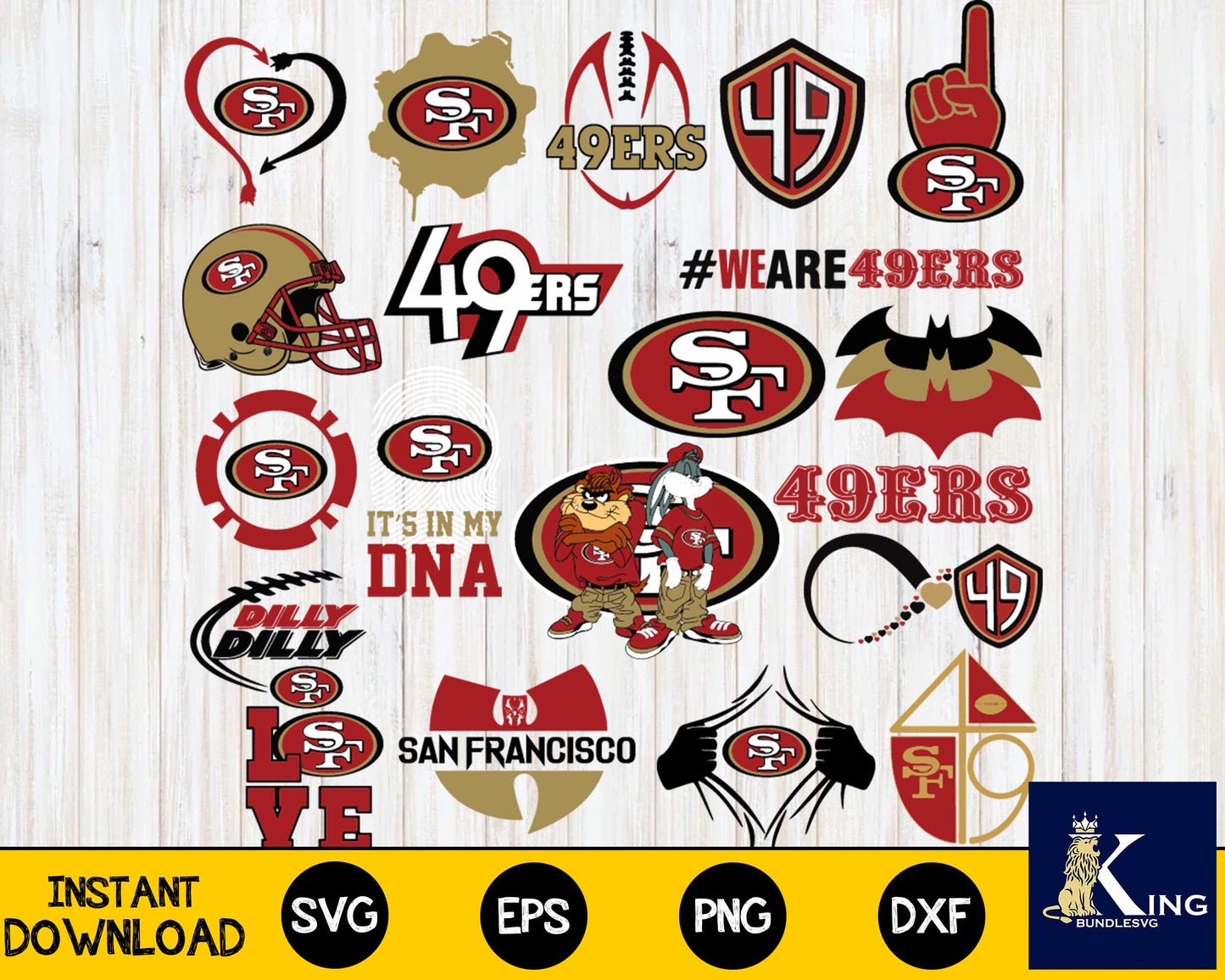 San Francisco 49ers Bundle svg,San Francisco 49ers Nfl svg, Bundle sport Digital Cut Files svg eps dxf png file, for Cricut, Silhouette, digital, file cut