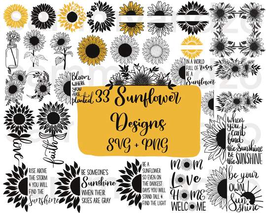 Sunflower Bundle svg,105+ files Sunflower svg eps png, for Cricut, Silhouette, digital, file cut