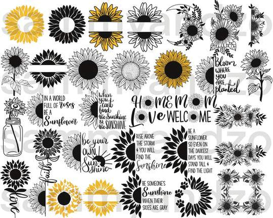 Sunflower Bundle svg,105+ files Sunflower svg eps png, for Cricut, Silhouette, digital, file cut