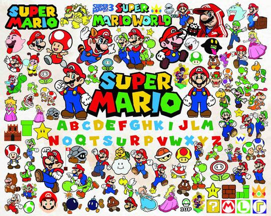 Super Mario Bundle svg,250+ files Super Mario svg eps png, for Cricut, Silhouette, digital, file cut