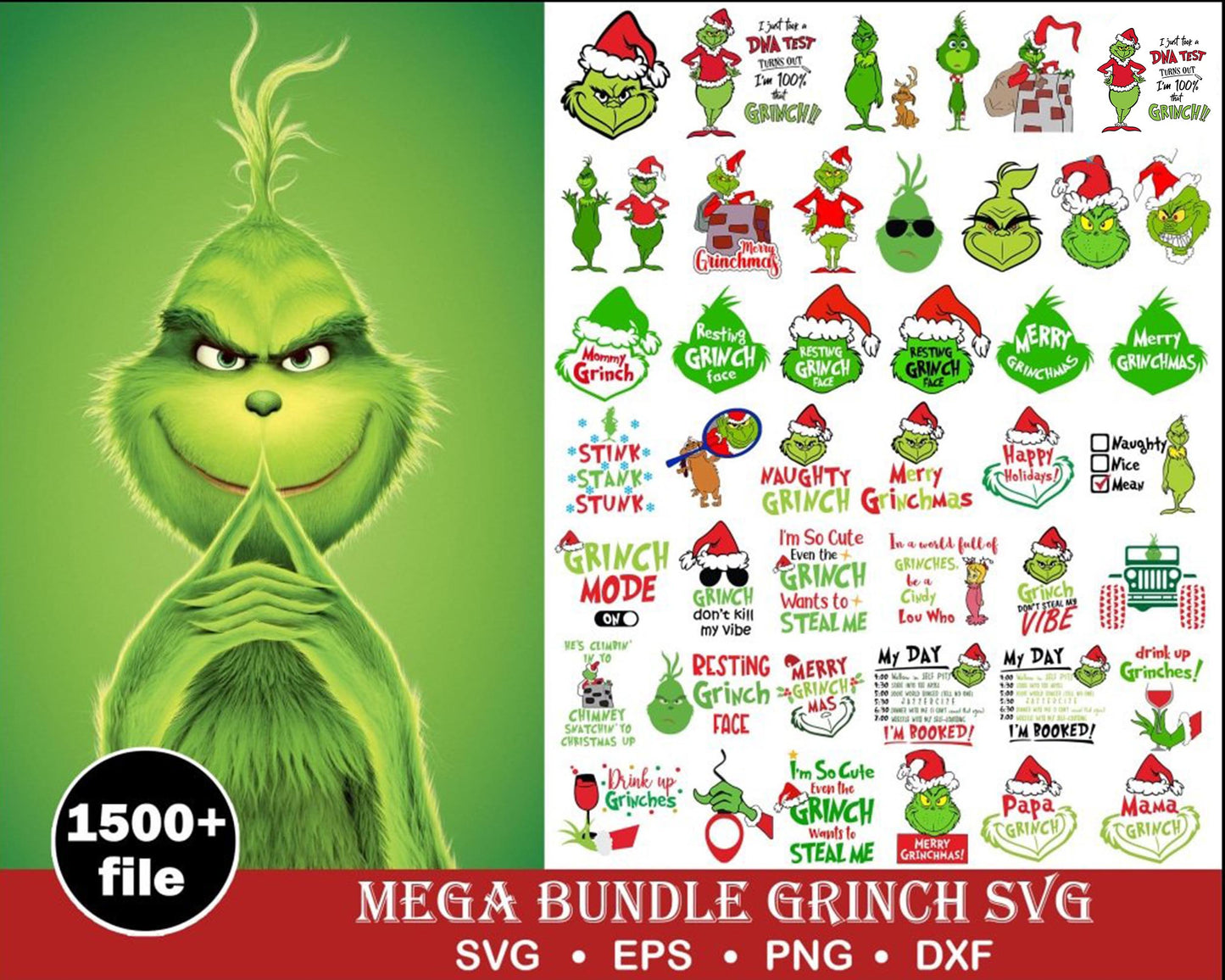 Ultimate grinch bundle svg , Mega Ultimate grinch bundle svg eps png, for Cricut, Silhouette, digital, file cut