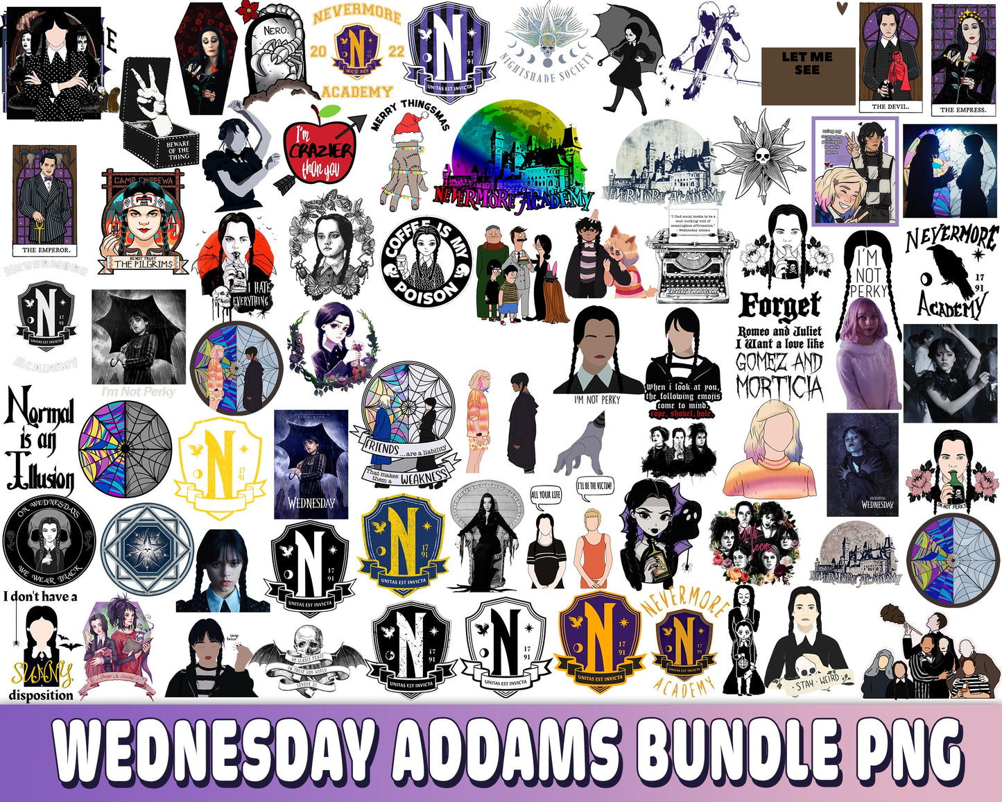 Wednesday Addams bundle PNG, Netflix series bundle PNG , Wednesday Addams PNG, Silhouette, Digital Download , Instant Download