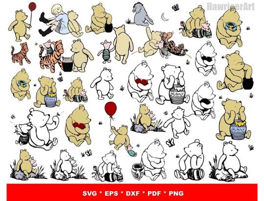 Winnie The Pooh Bundle svg,1500+ files Winnie The Pooh svg eps png, for Cricut, Silhouette, digital, file cut