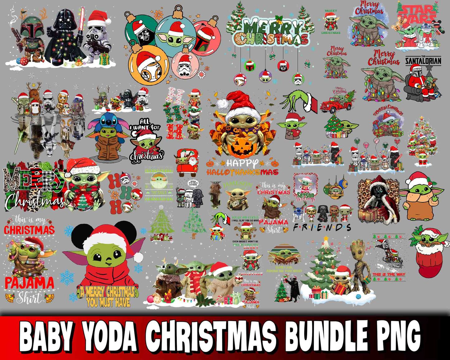 Baby Yoda christmas bundle PNG , Grinch  bundle PNG , for Cricut, Silhouette, digital, file cut