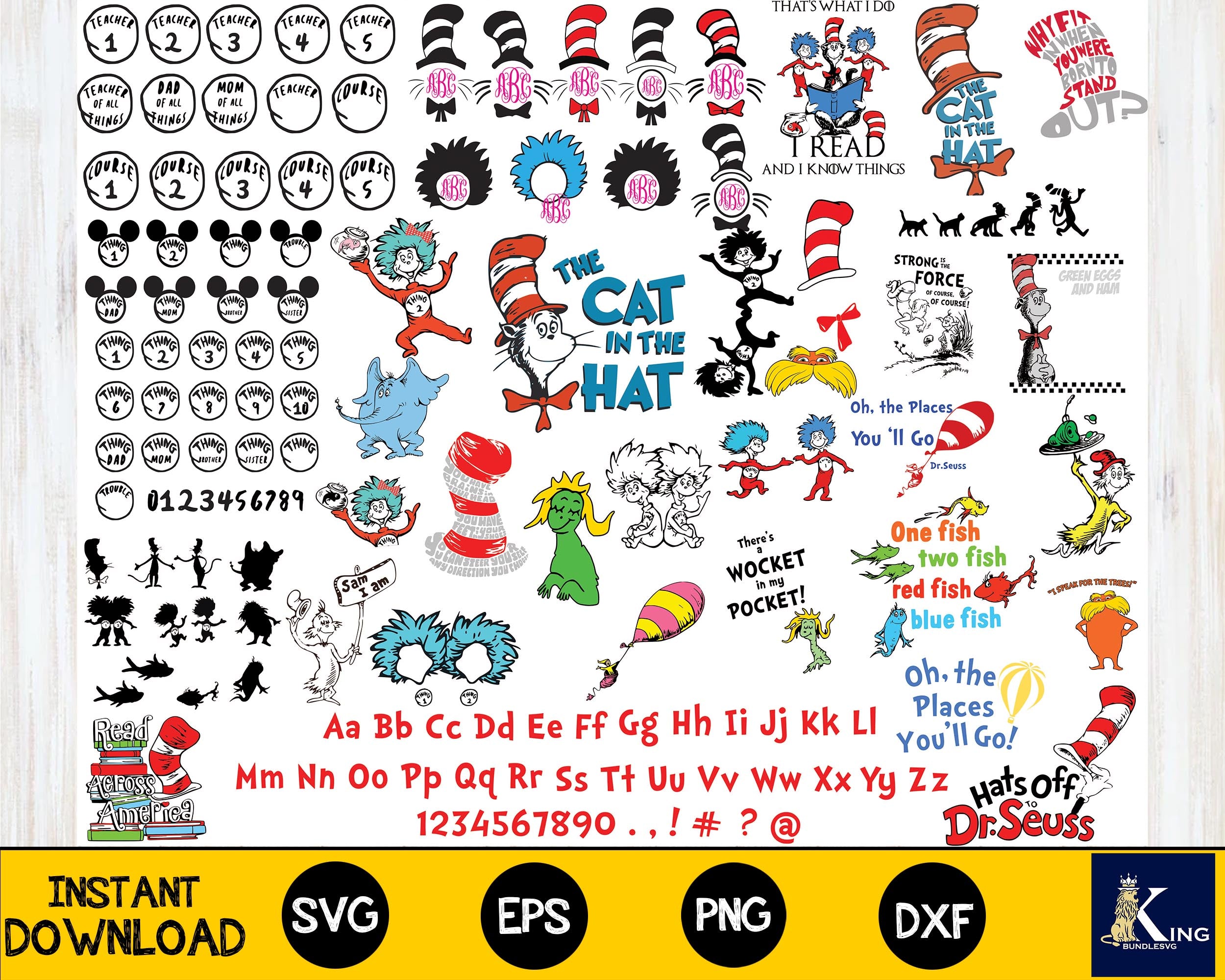 Bundle Dr Seuss Svg, Cat In The Hat Svg,mega Dr Seuss Bundle Svg , For 