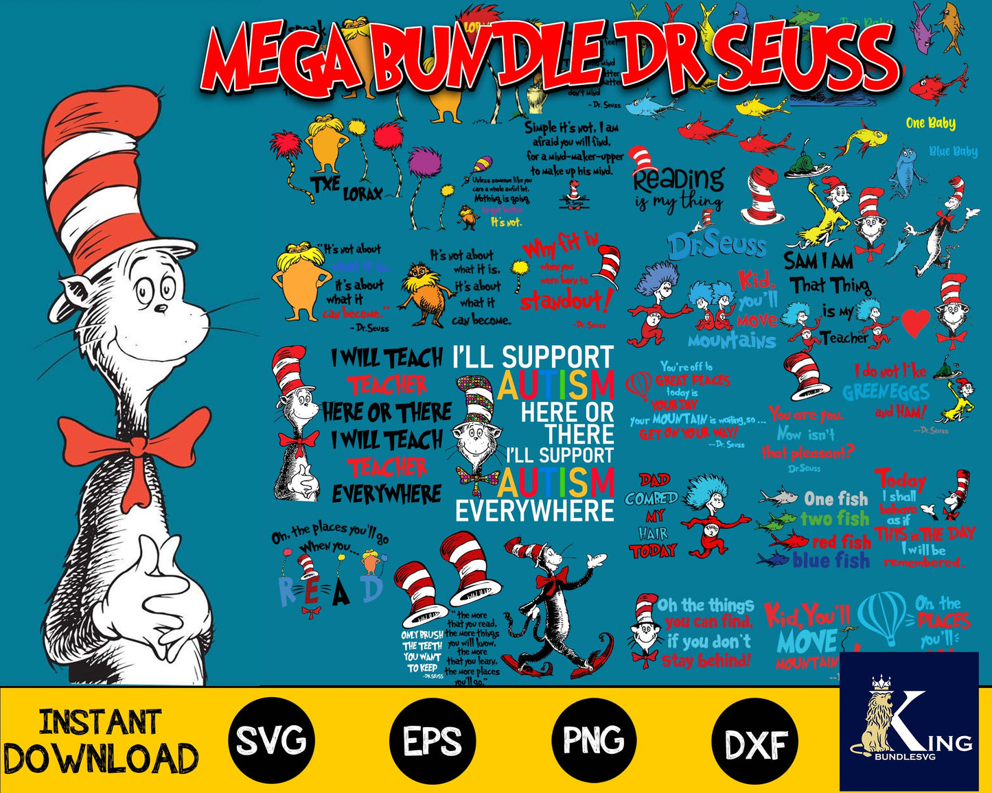 Dr Seuss Bundle svg,200+ files Dr Seuss file,Mega bundle Dr Seuss for Cricut, Silhouette, digital, file cut