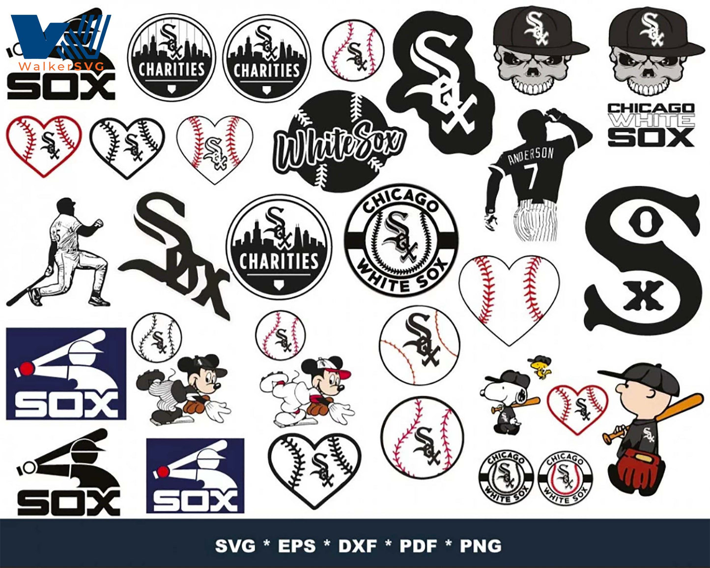 Chicago White Sox Bundle svg,1000+ files Chicago White Sox svg eps png, for Cricut, Silhouette, digital, file cut