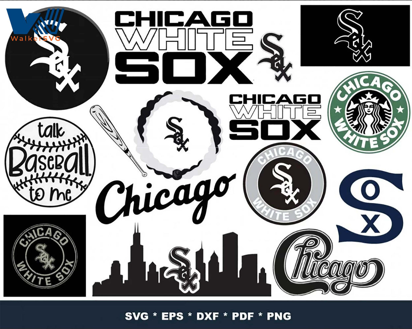 Chicago White Sox Bundle svg,1000+ files Chicago White Sox svg eps png, for Cricut, Silhouette, digital, file cut