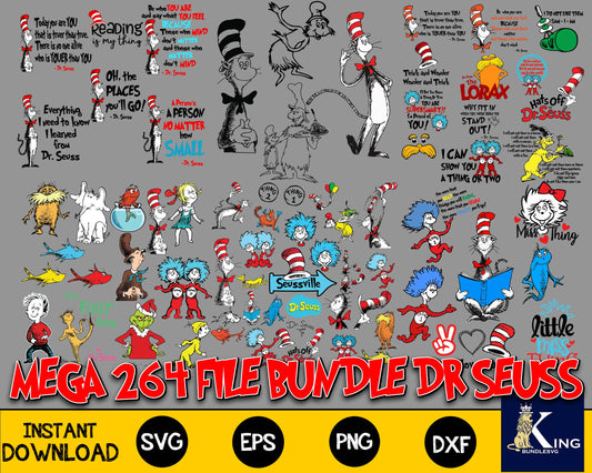 Dr Seuss Bundle svg,264+ files Dr Seuss file,Mega bundle Dr Seuss for Cricut, Silhouette, digital, file cut