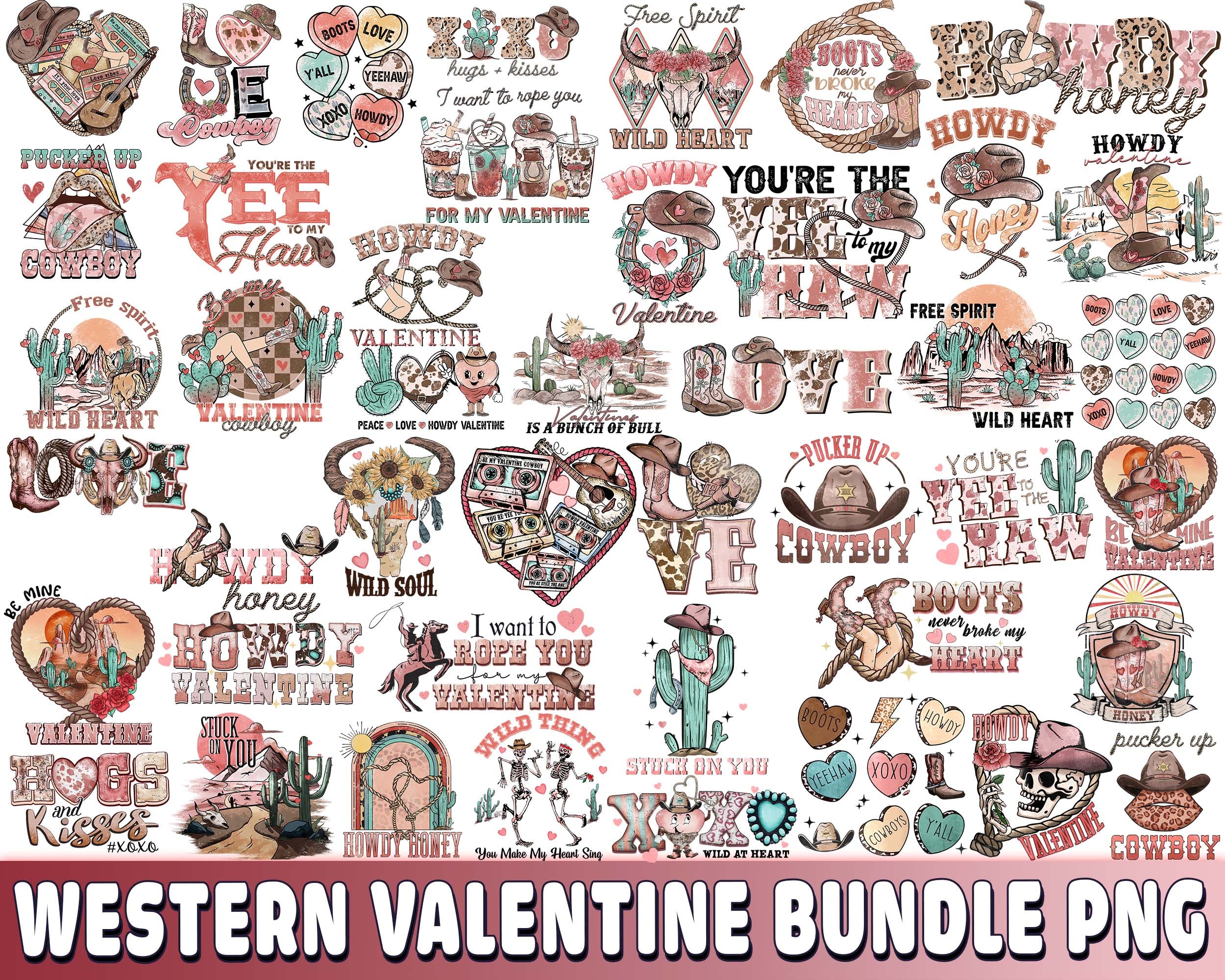 Western Valentine bundle PNG , 40+ file Western Valentine PNG, Valenti ...